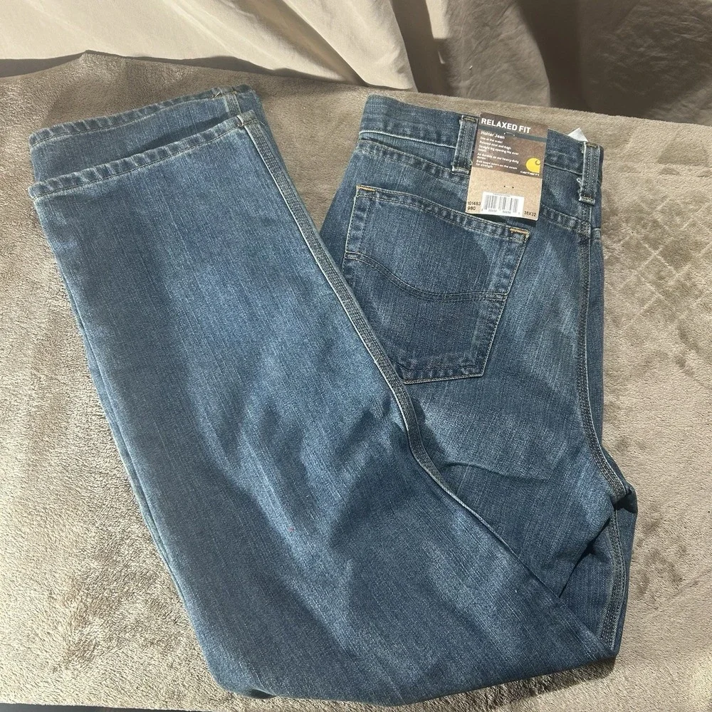 Carhartt Holter Jeans Men's 38x32 Relaxed Fit Straight Leg Blue Denim NWT